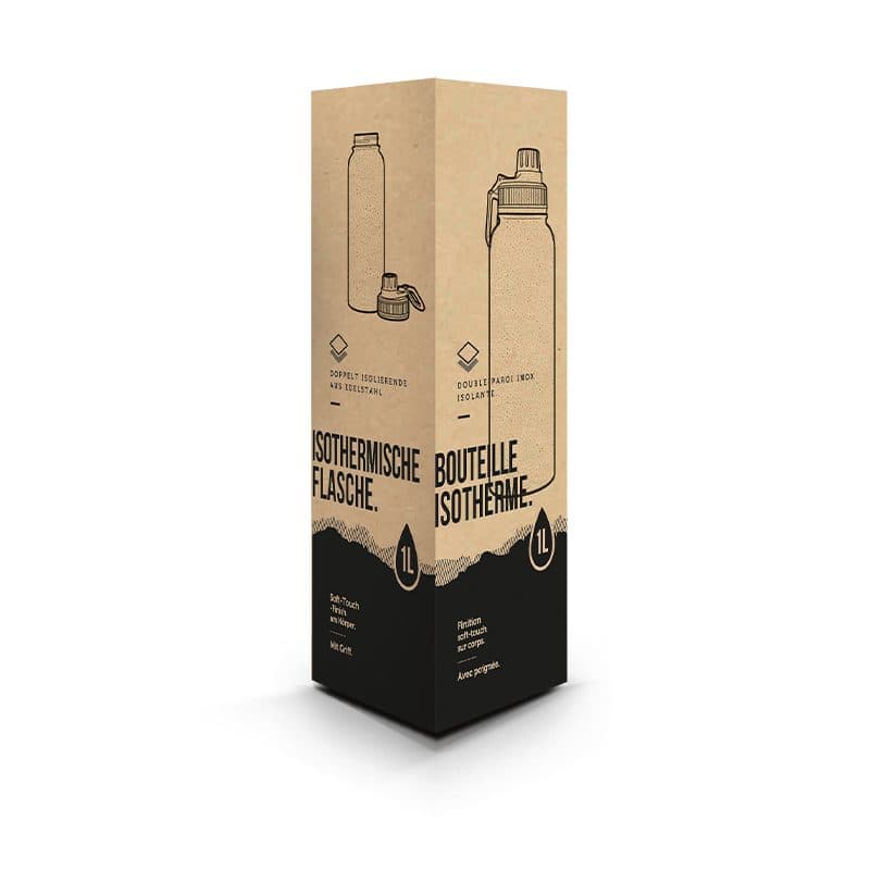 BOUTEILLE GOURDE 1 L ISOTHERME DOUBLE-PAROI FINITION SOFT TOUCH en situation