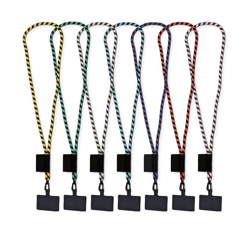 CORDON TOUR DE COU / LANYARD TUBULAIRE TISSEE PORTE TELEPHONE en situation