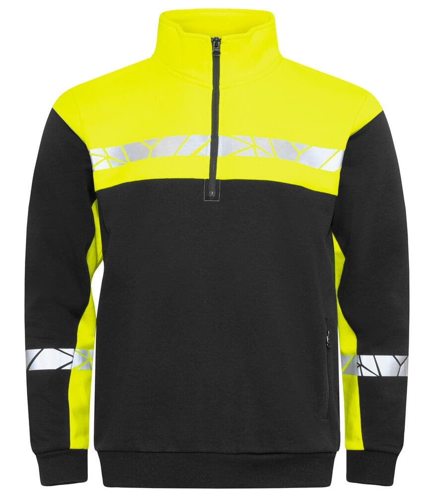 7102 SWEAT DEMI-FERMETURE coloris Noir / Jaune
