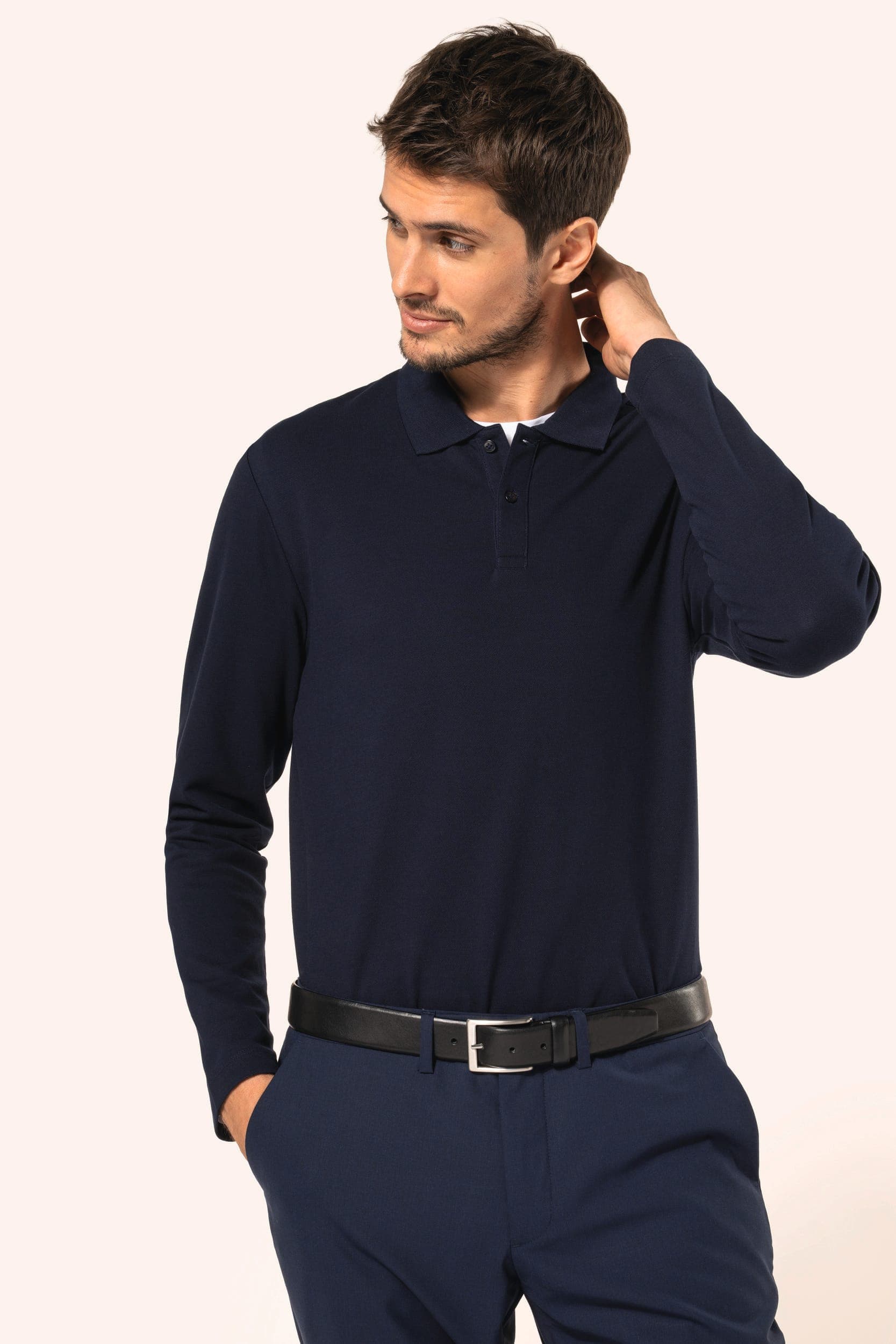 Polo Supima® manches longues homme en situation