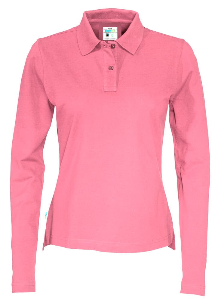 POLO PIQUE MANCHES LONGUES FEMME - CERTIFIÉ GOTS coloris Rose