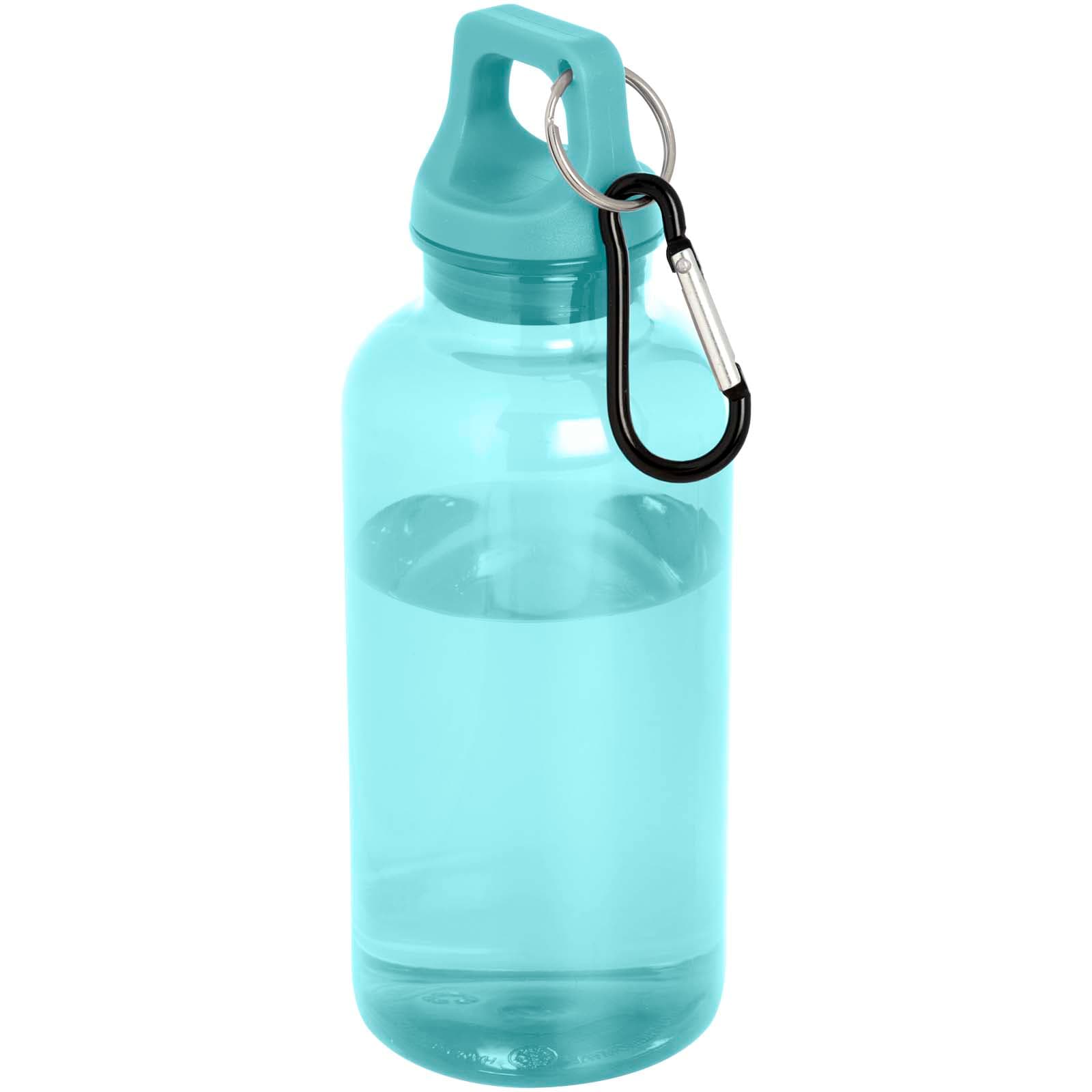 Bouteille d'eau Oregon de 400 ml en plastique recyclé avec mousqueton coloris Turquoise