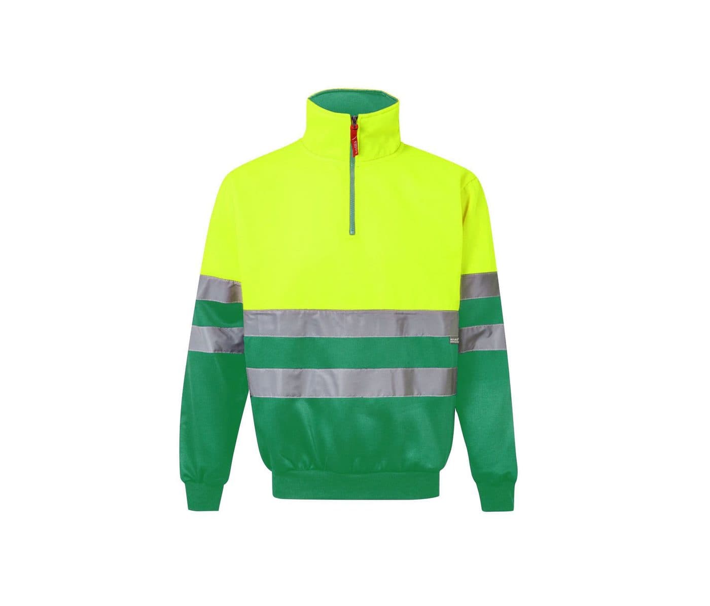 SWEAT COL ZIPPÉ HAUTE VISIBILITÉ coloris Jaune fluo / Vert