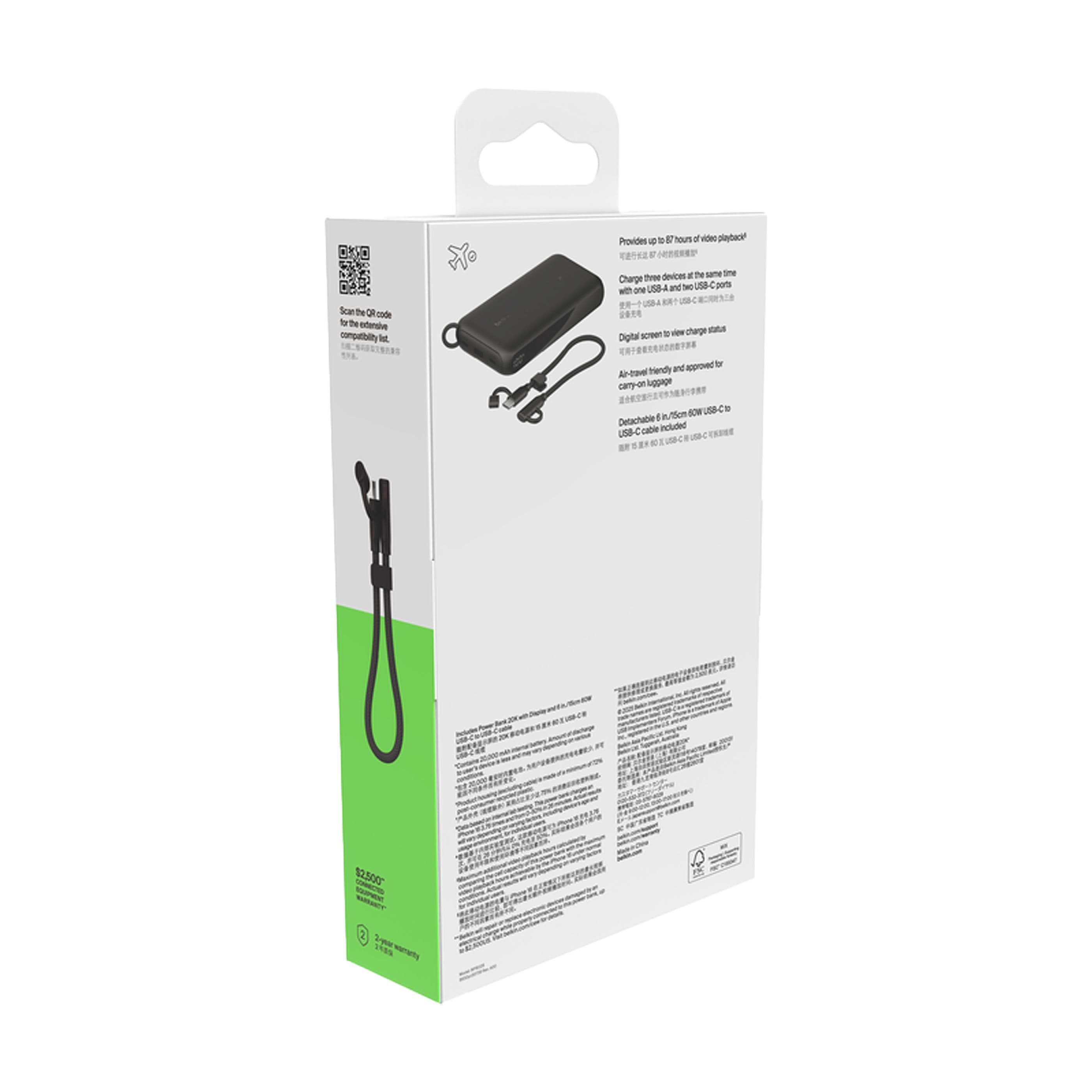 Banque d'énergie Belkin BoostCharge 20K avec écran en situation