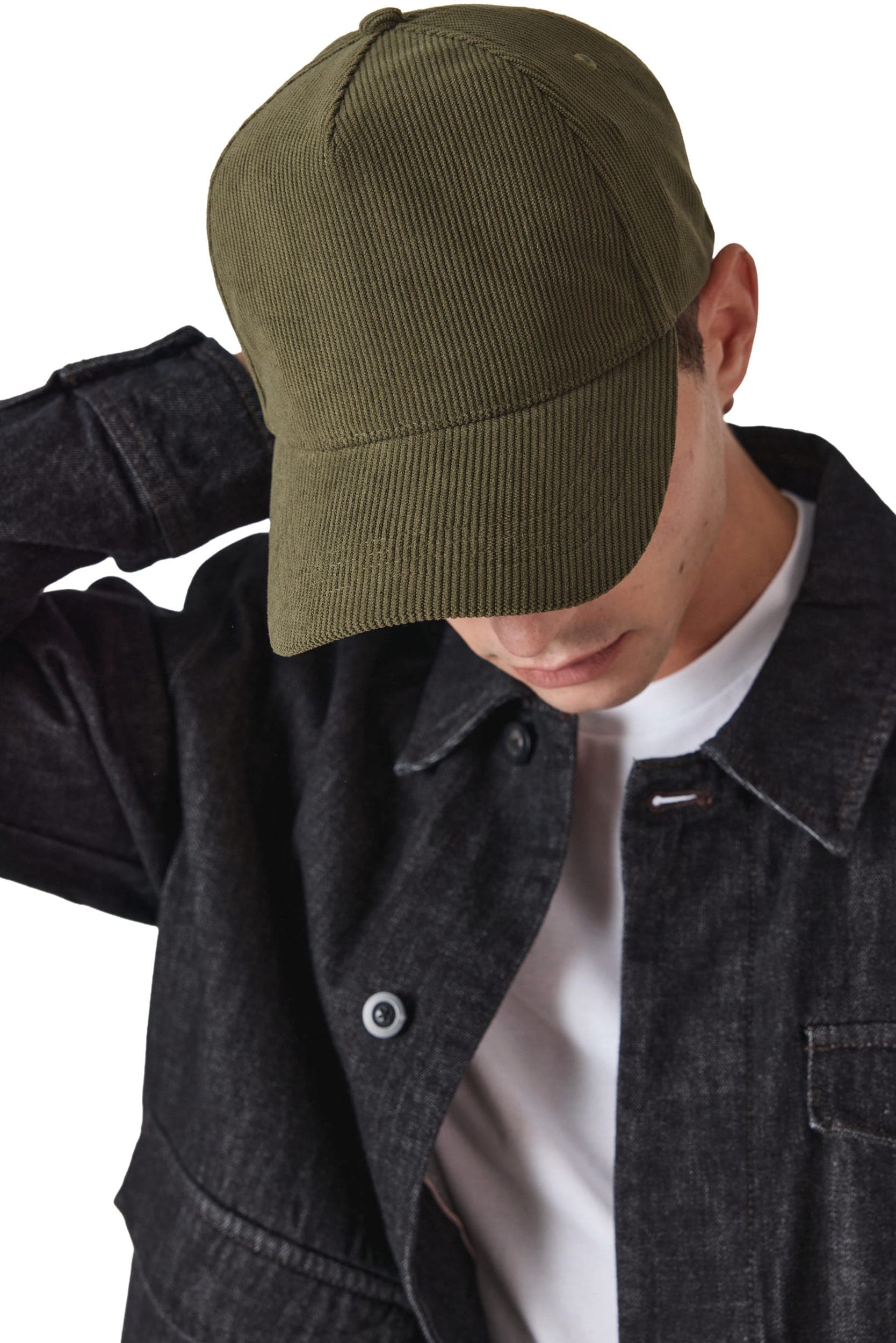 Casquette 5 panneaux en velours en situation