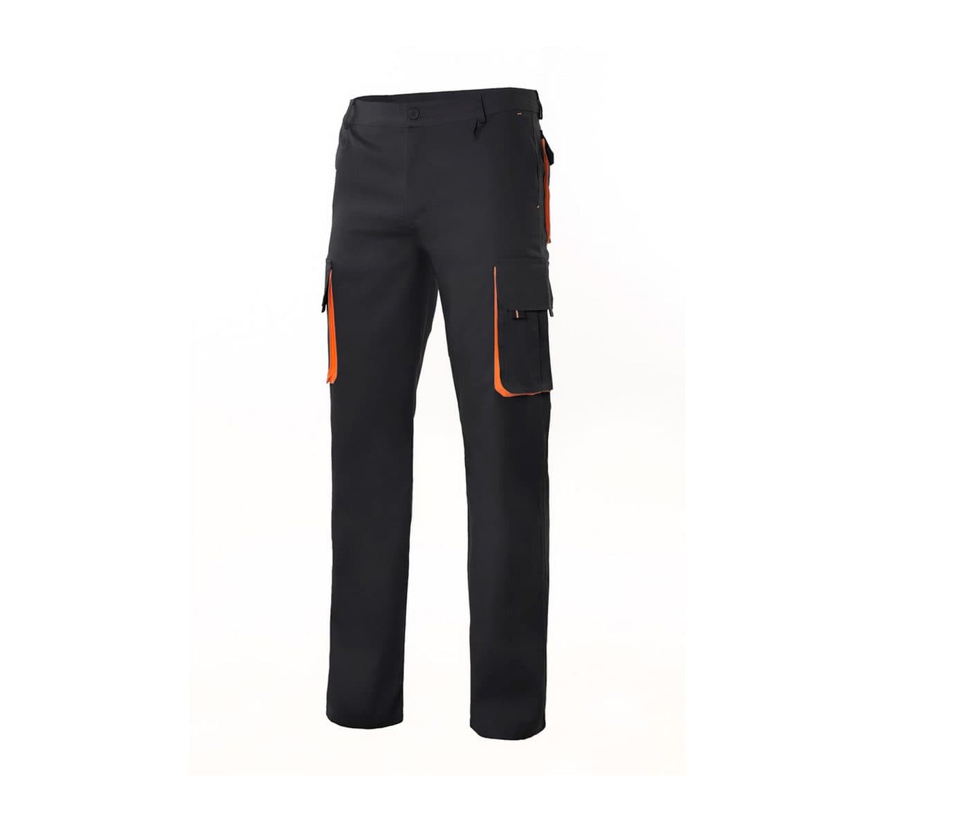PANTALON MULTIPOCHES BICOLORE coloris Noir / Orange
