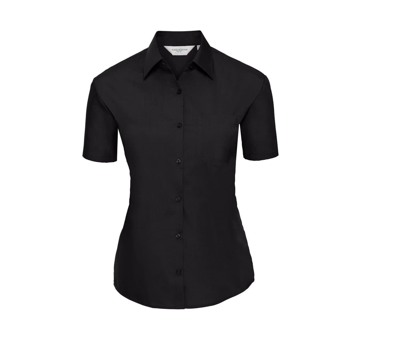 LADIES' SHORT SLEEVE CLASSIC POLYCOTTON POPLIN SHIRT coloris Noir