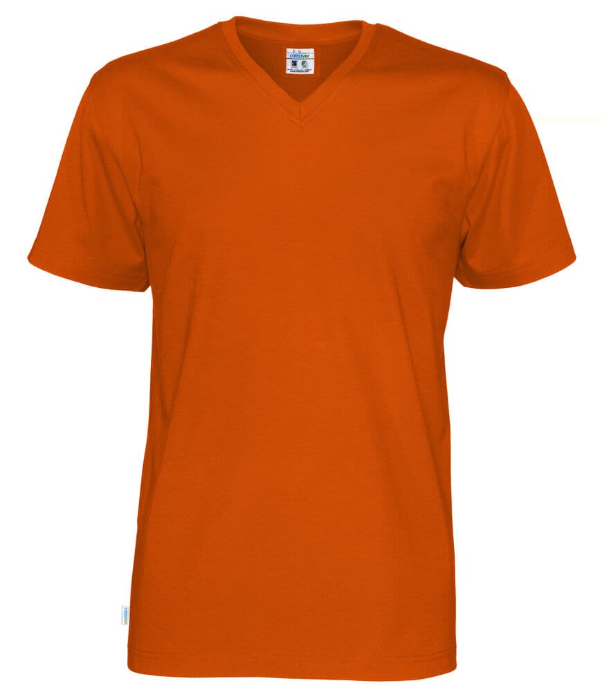 T-SHIRT COL V HOMME - CERTIFIÉ GOTS coloris Orange