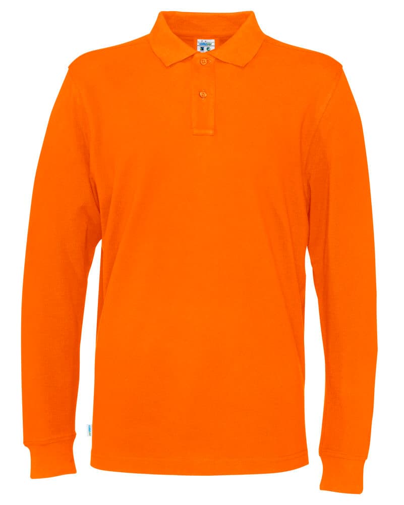 POLO PIQUE MANCHES LONGUES HOMME - CERTIFIÉ GOTS coloris Orange