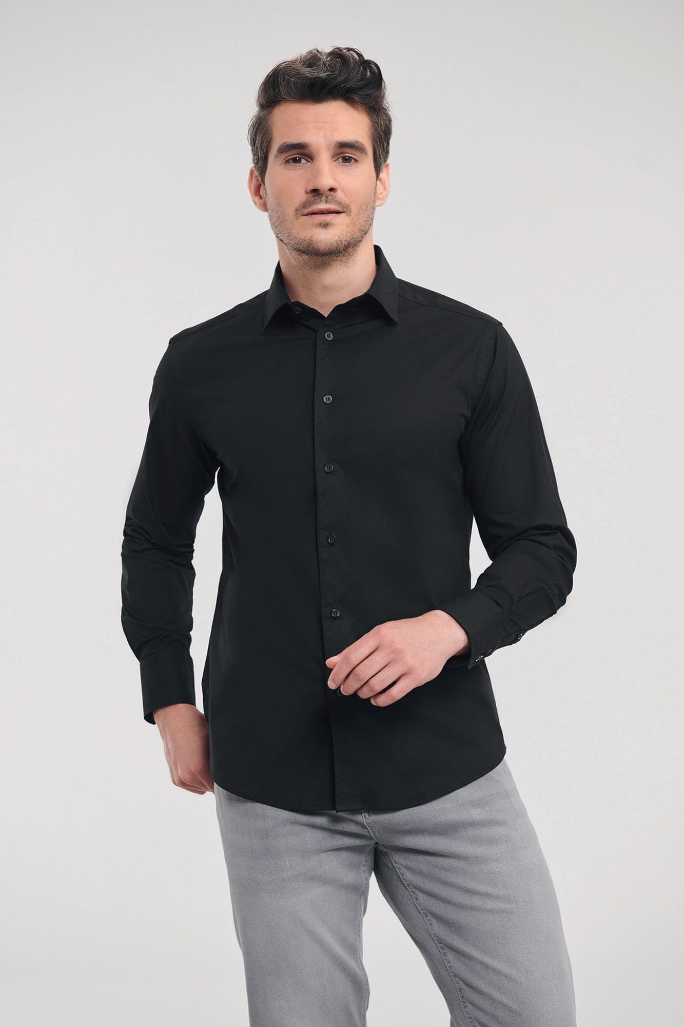 Chemise fittée homme manches longues en situation