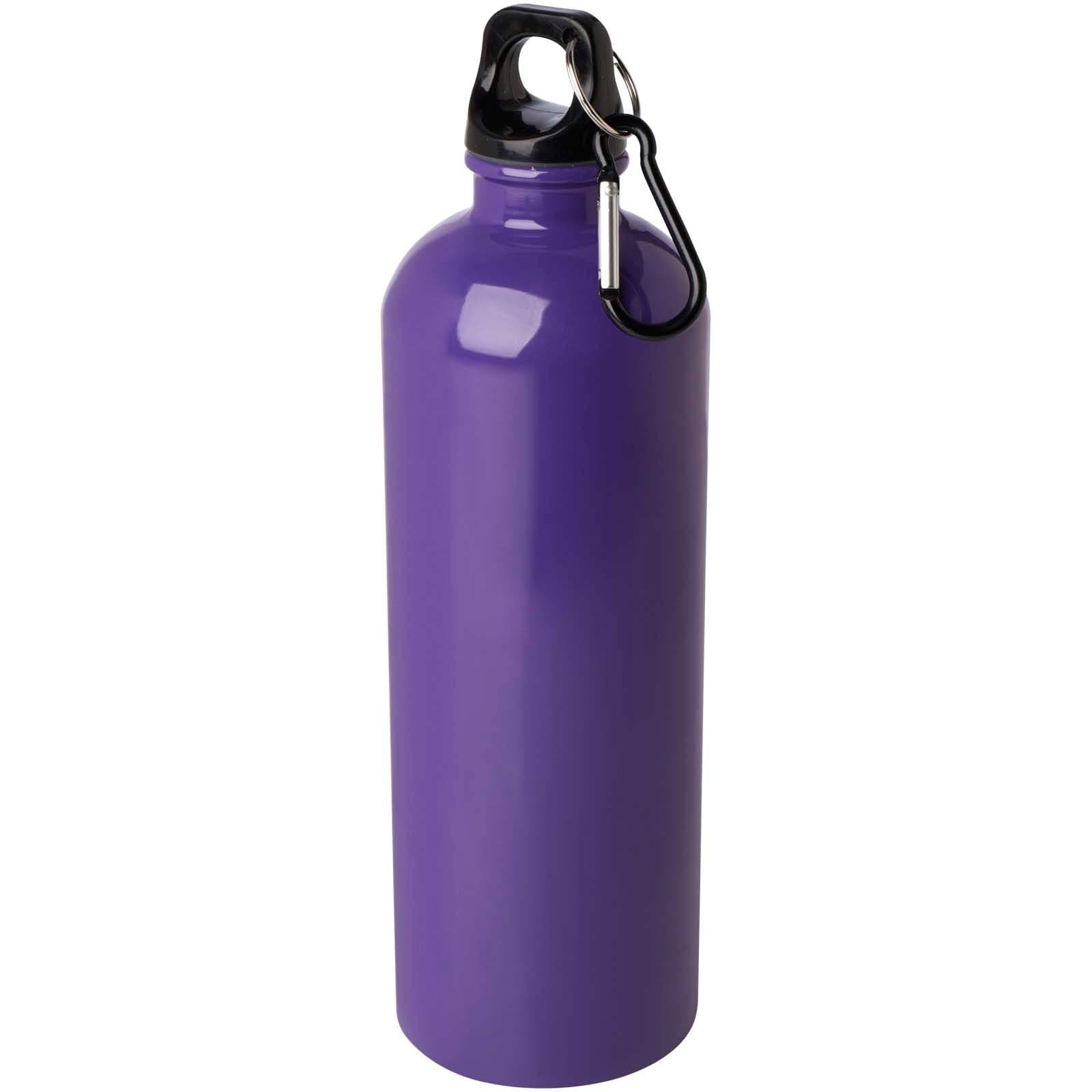 Bouteille d'eau Oregon de 750 ml simple paroi en acier recyclé certifié RCS avec mousqueton coloris Violet
