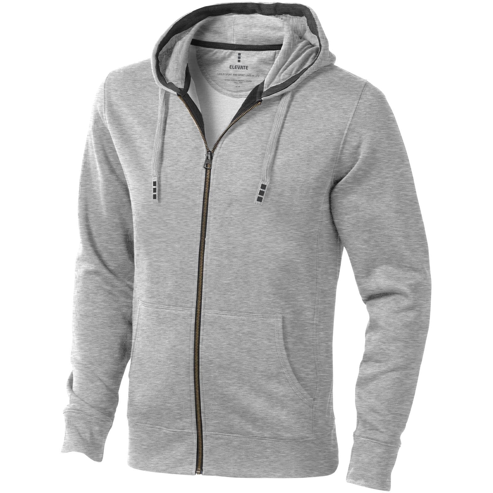 Sweat shirt à capuche full zip unisex de 300 g/m² Arora coloris Gris mélangé