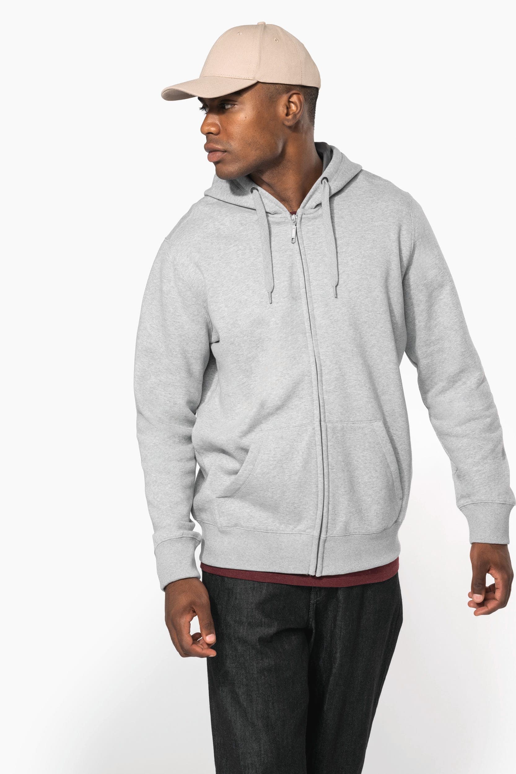 Sweat-shirt zippé capuche unisexe en situation
