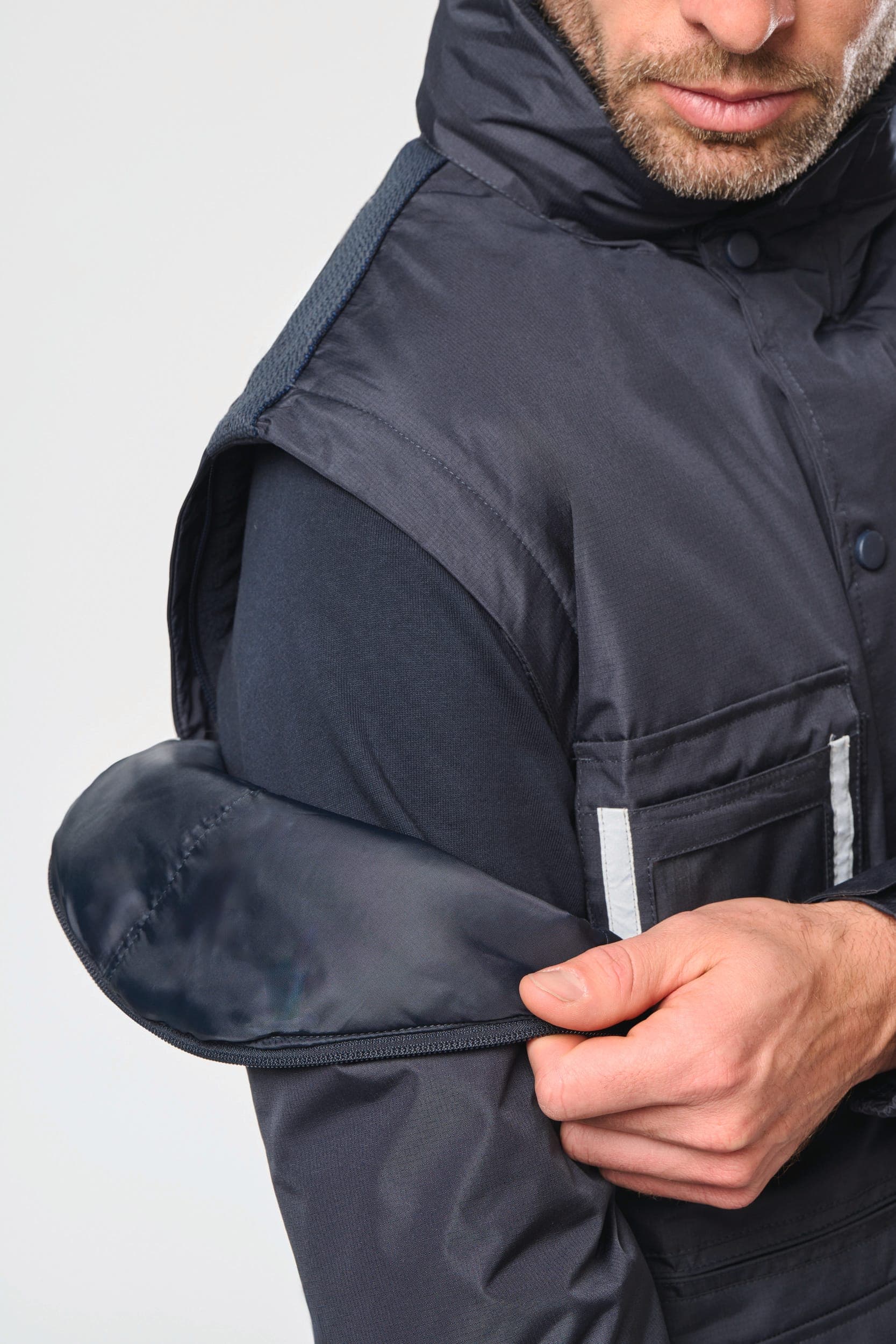 Parka workwear manches amovibles homme en situation