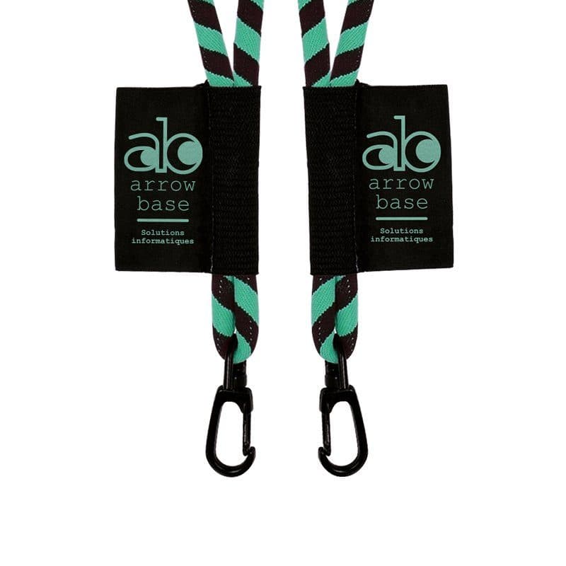 CORDON TOUR DE COU / LANYARD TUBULAIRE TISSEE 2 COULEURS en situation