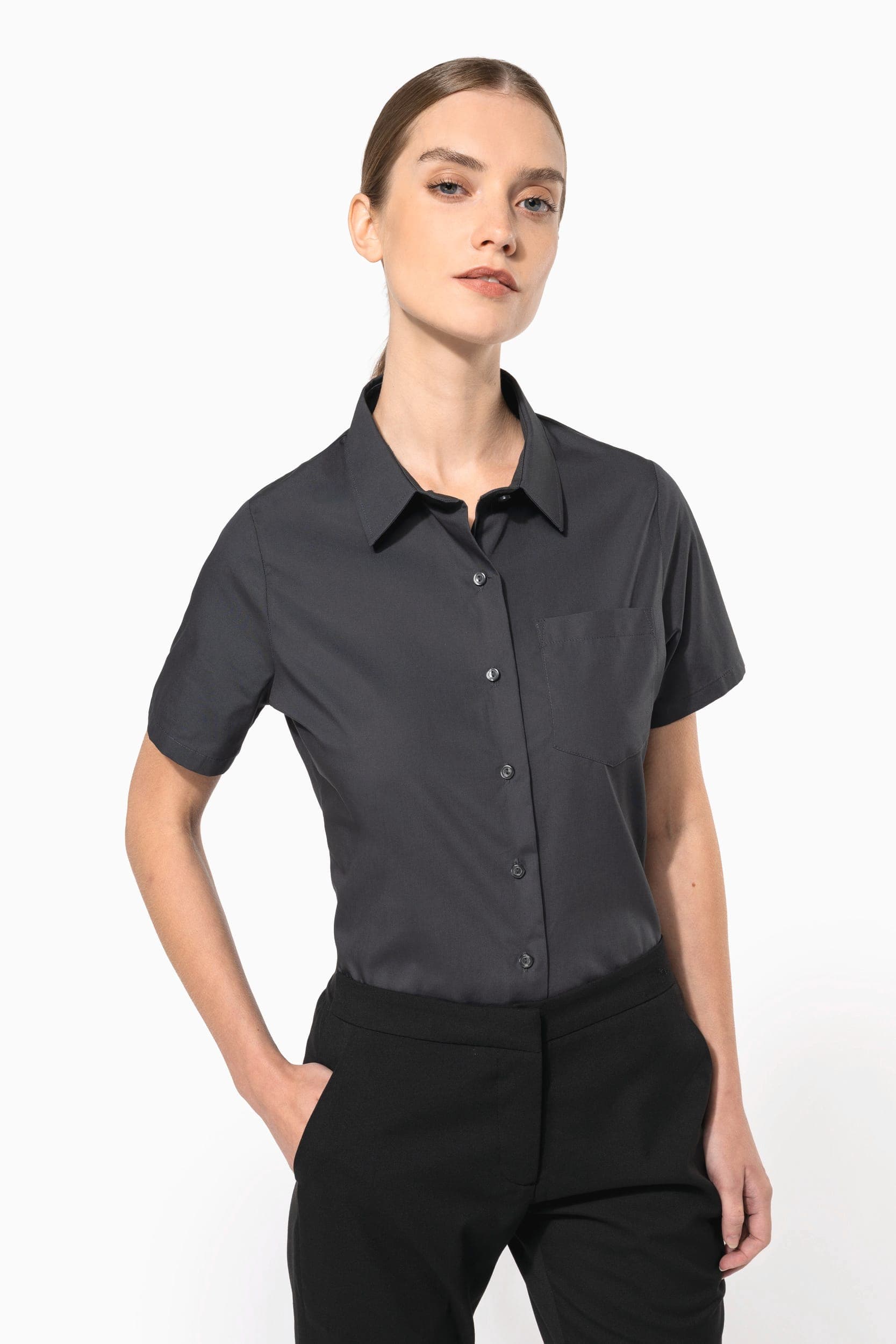 Chemise popeline manches courtes femme