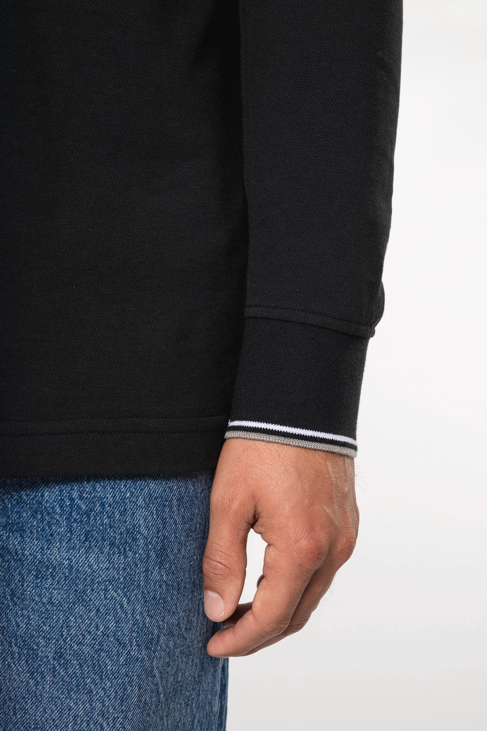 Polo maille piquée manches longues homme en situation
