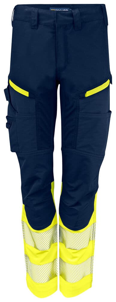 6538 PANTALON STRETCH DE SIGNALISATION FEMME EN ISO 20471 CLASSE 1 coloris Jaune / Marine