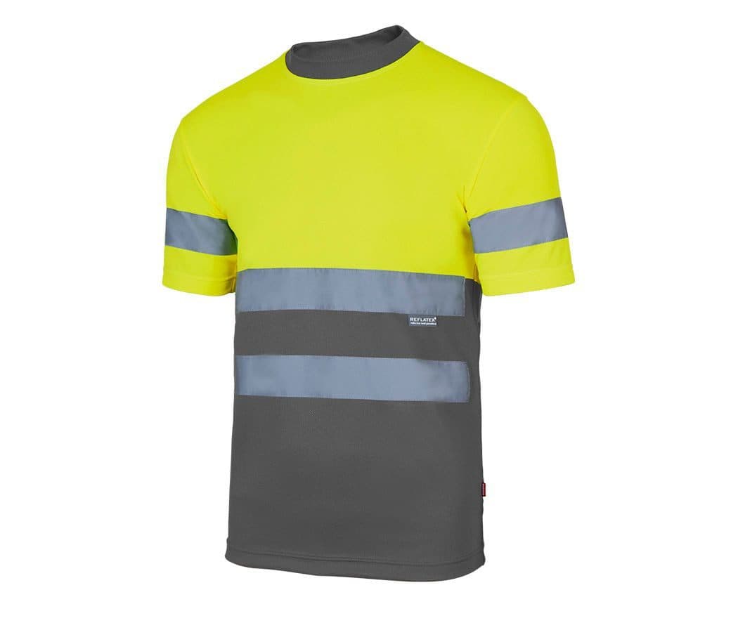 TWO-TONE HIGH VISIBILITY TECHNICAL T-SHIRT coloris Jaune fluo / Gris