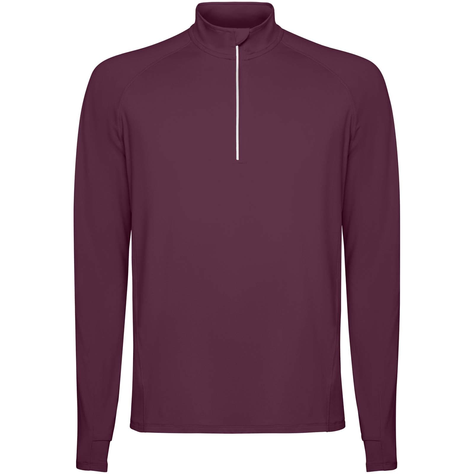 Sweatshirt de 200 g/m² Estambul à manches longues et col demi-zip pour homme coloris Rouge prune