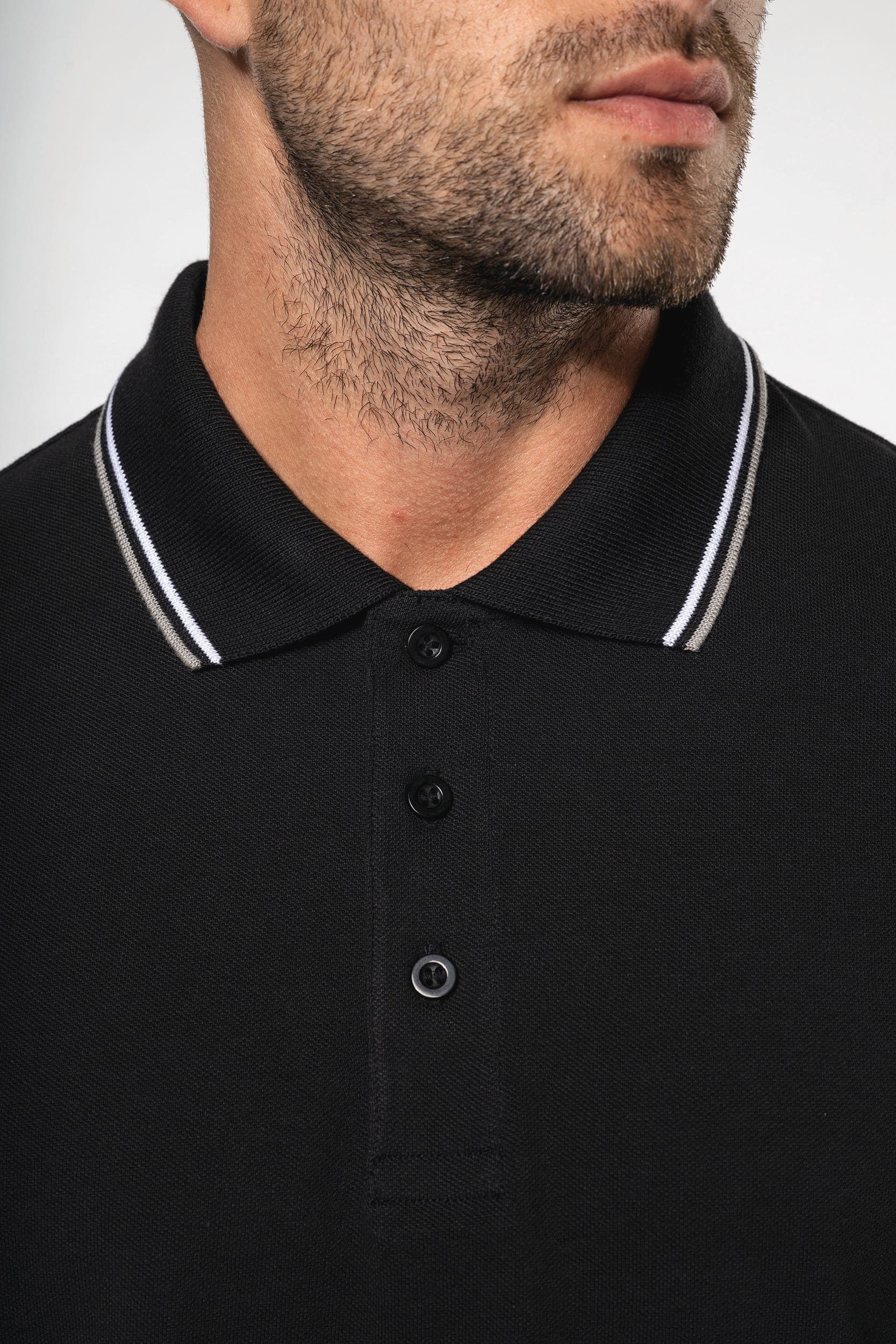 Polo maille piquée manches longues homme en situation