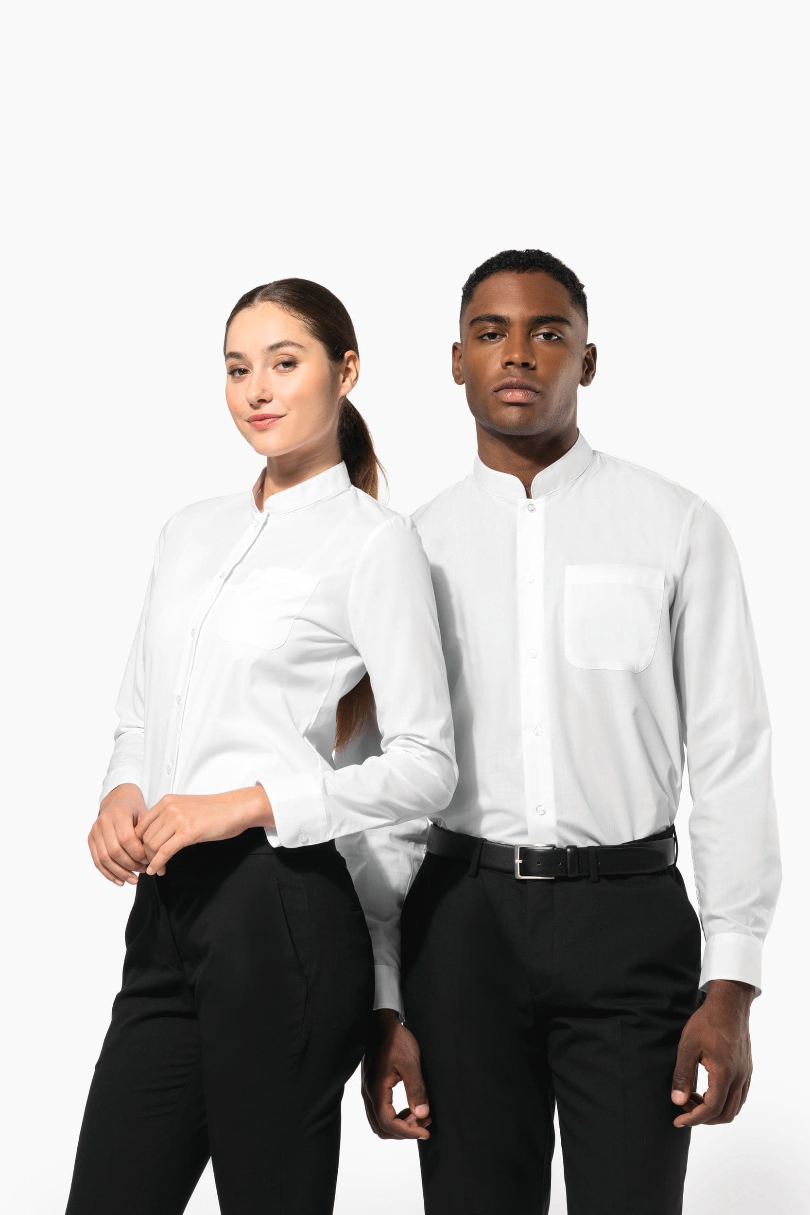 Chemise col mao manches longues en situation