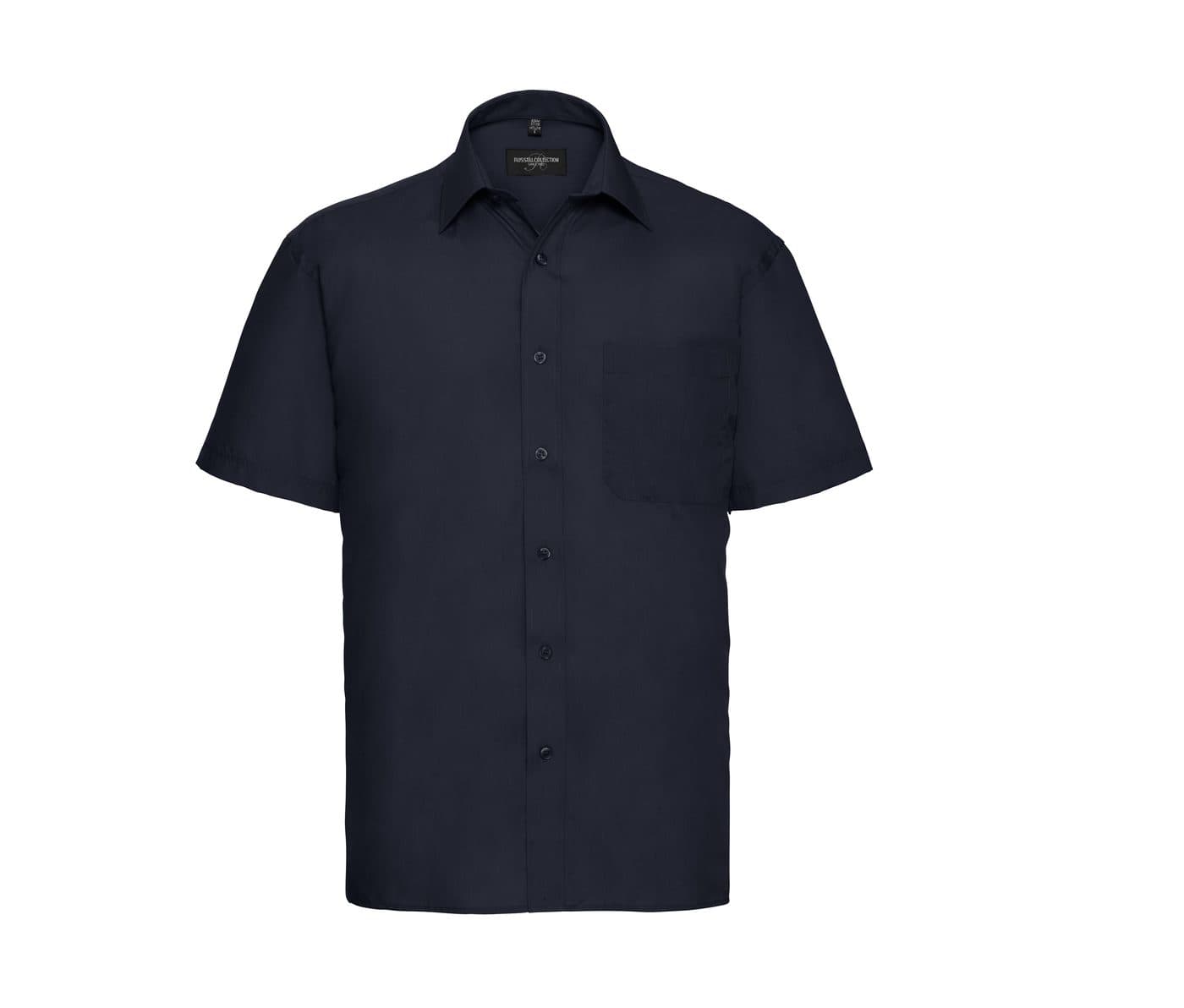 MEN'S SHORT SLEEVE CLASSIC POLYCOTTON POPLIN SHIRT coloris Marine