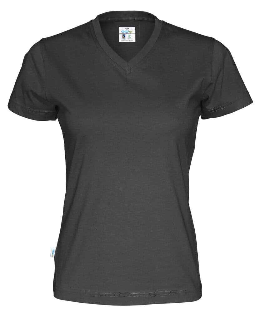 T-SHIRT COL V FEMME - CERTIFIÉ GOTS coloris Noir