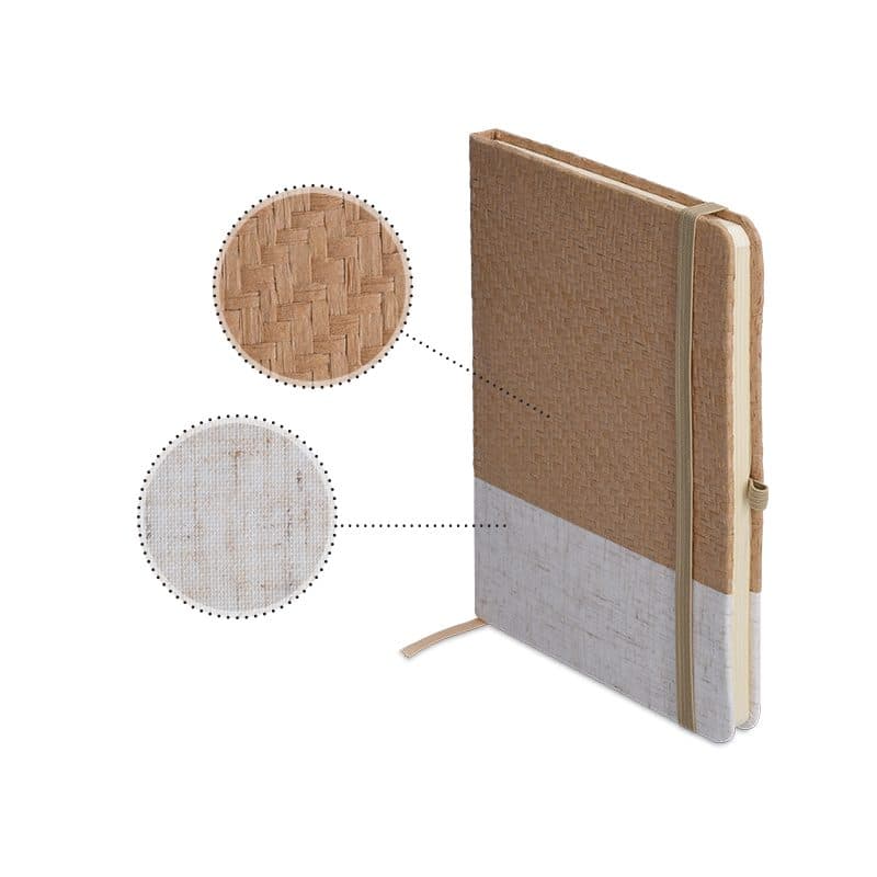 CARNET B6 COUVERTURE COTON ET FIBRES DE BAMBOU en situation