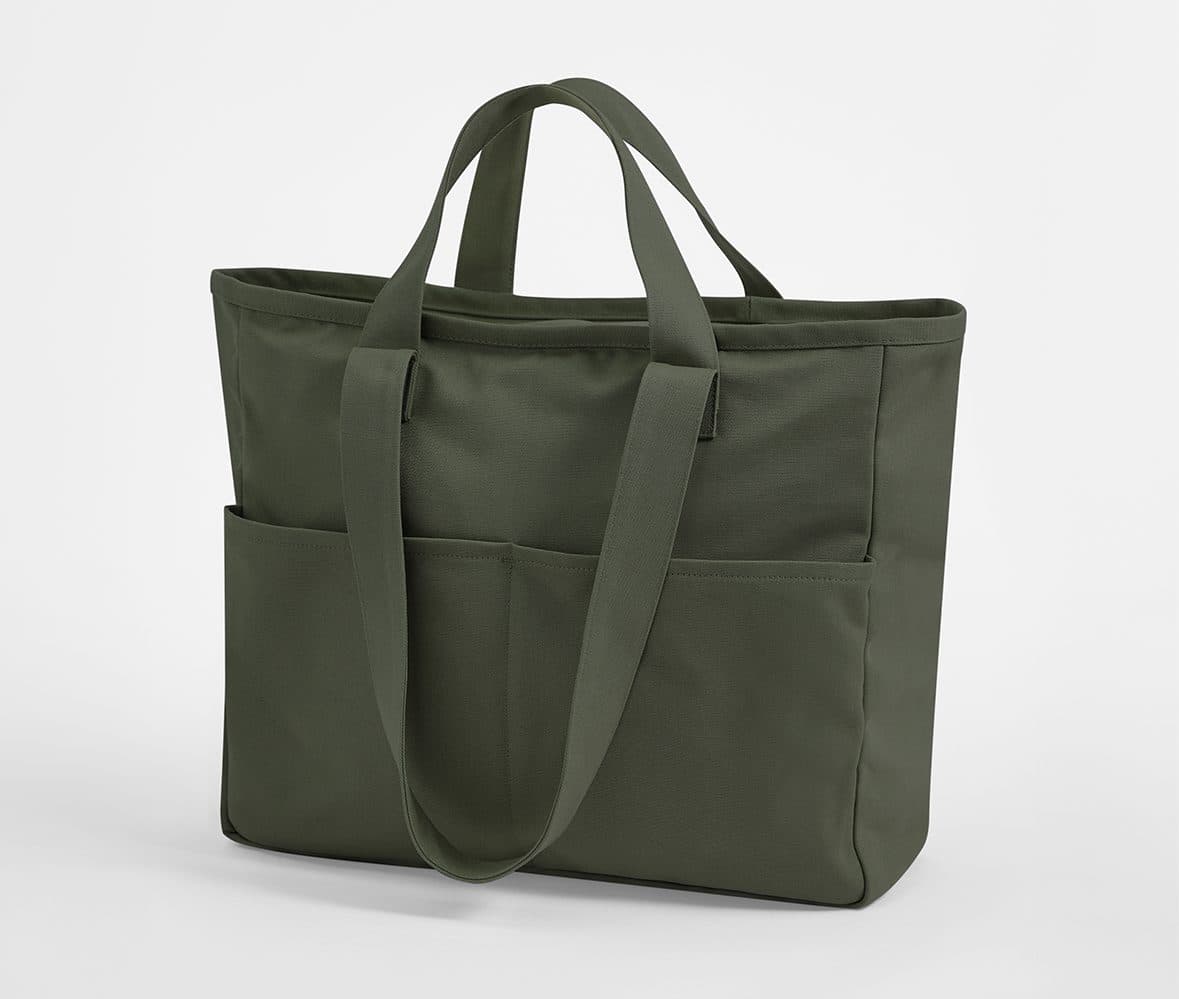 DUAL HANDLE CARGO POCKET TOTE coloris Vert olive