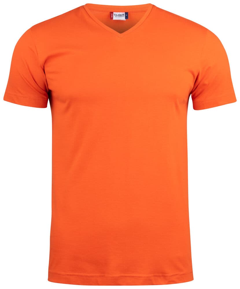 Clique Basic-T V-neck coloris Orange sang