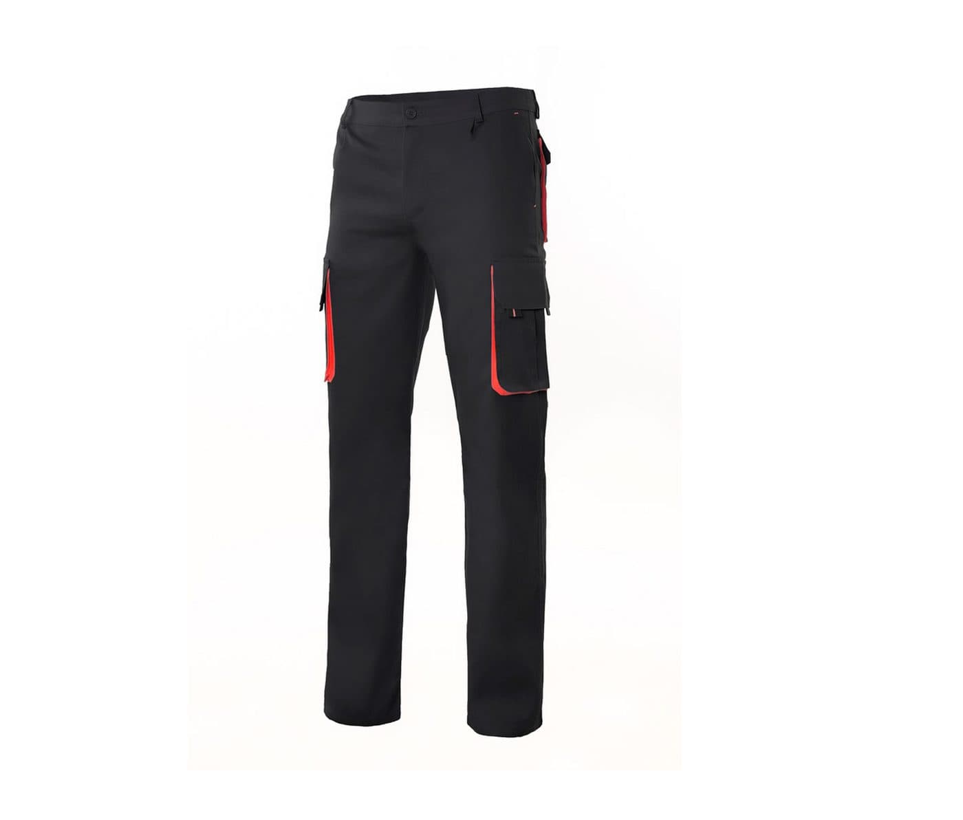 PANTALON MULTIPOCHES BICOLORE coloris Noir / Rouge