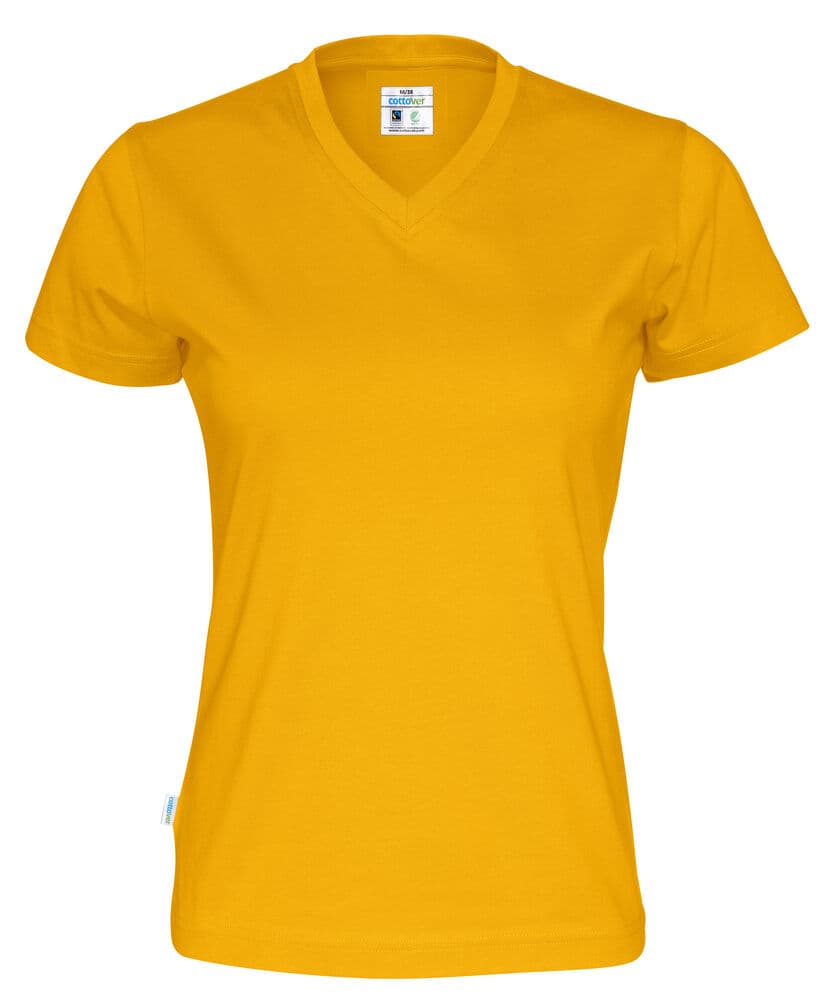 T-SHIRT COL V FEMME - CERTIFIÉ GOTS coloris Jaune