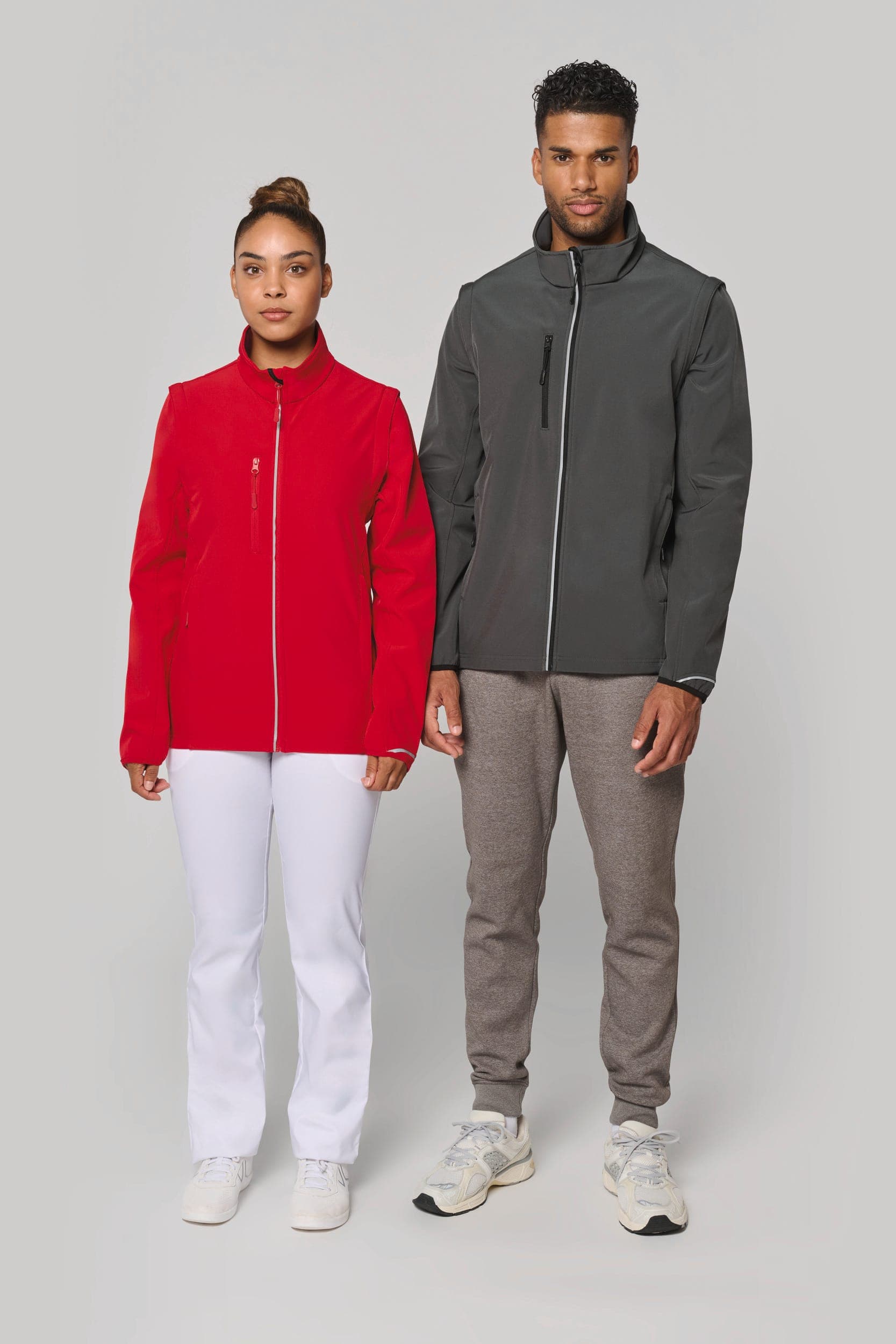 Veste softshell sport manches amovibles unisexe en situation
