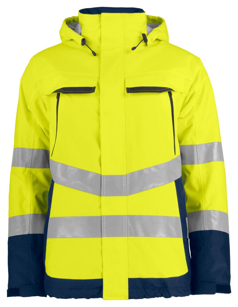 6441 IMPERMÉABLE SIGNALISATION DOUBLÉ EN ISO 20471 CLASSE 3 coloris Jaune / Marine