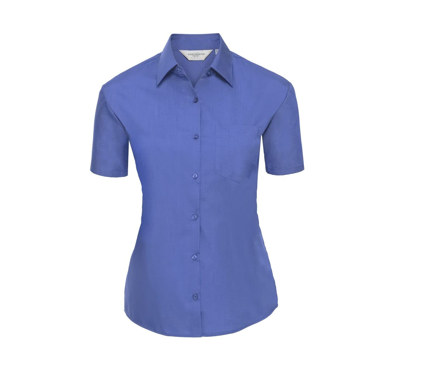 LADIES' SHORT SLEEVE CLASSIC POLYCOTTON POPLIN SHIRT coloris Bleu Corporate
