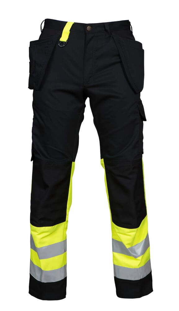 6502 PANTALON SIGNALISATION AVEC POCHES GENOUX ET POCHES JEANS EN ISO 20471 CLASSE 1 coloris Jaune / Noir