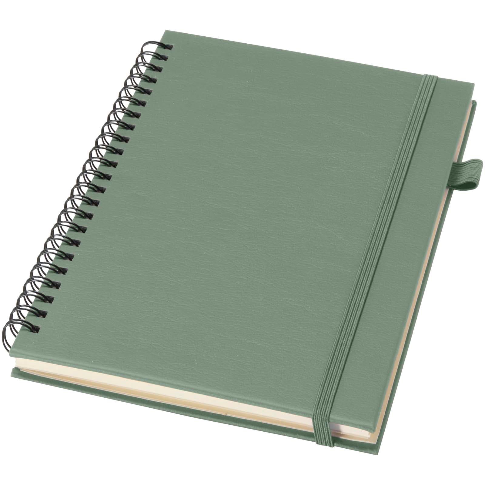 Cahier à spirales Liss A5 à couverture rigide en plastique recyclé coloris Vert bruyère
