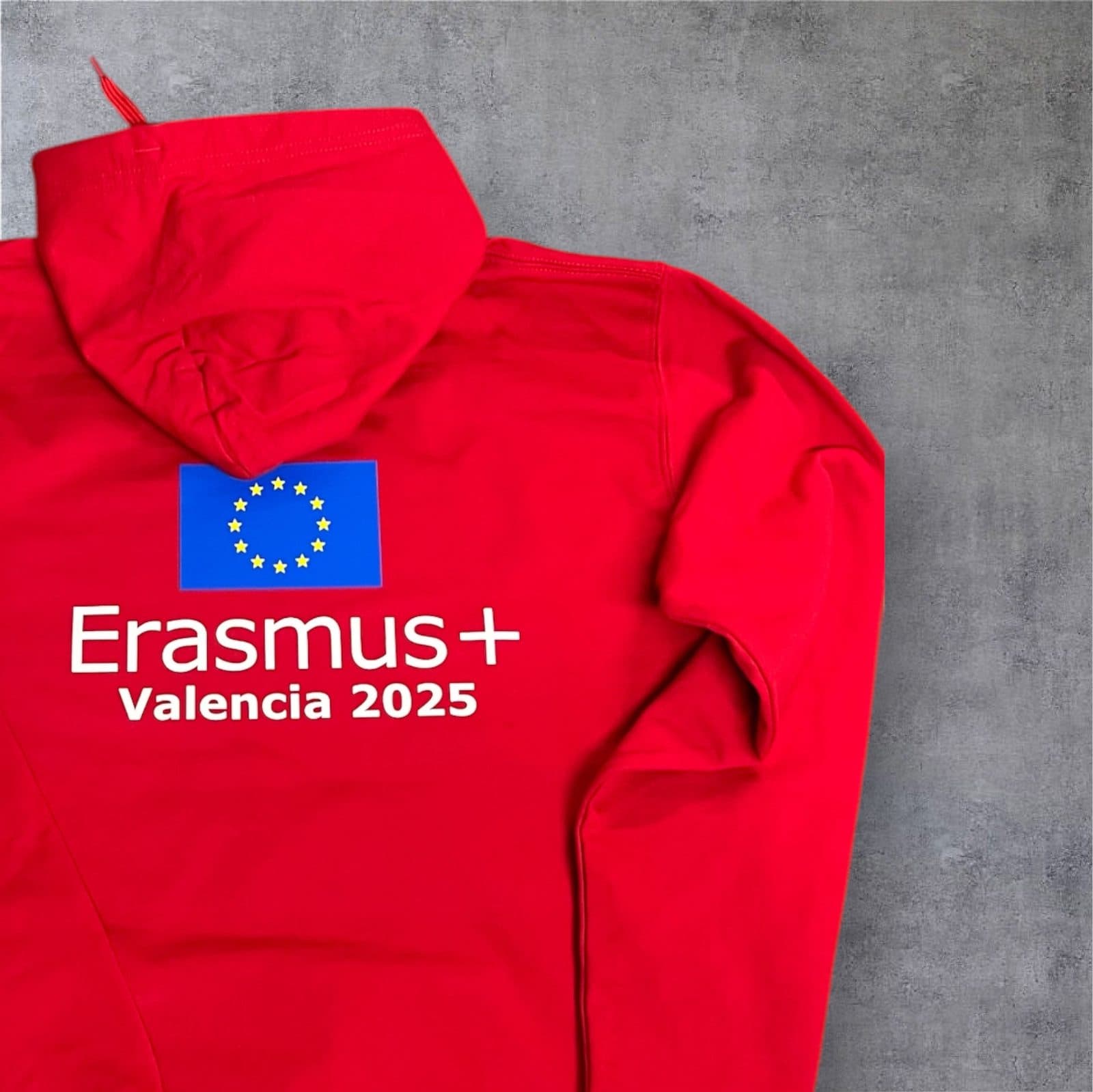 Sweat à capuche imprimé au dos, Valence 2025 — Voyage Erasmus+